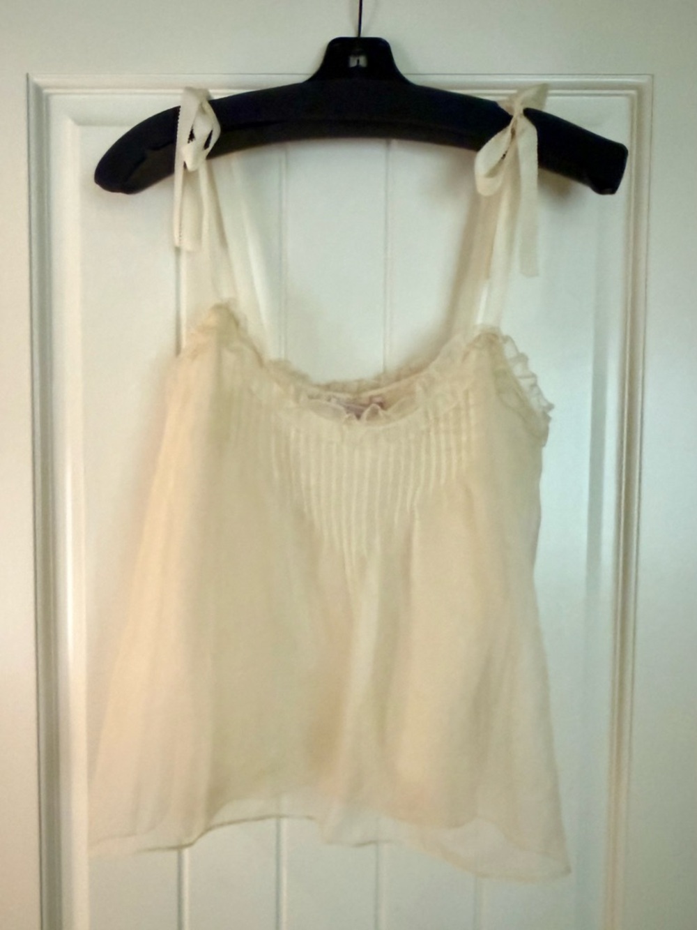 Rebecca Taylor Sheer Ivory Tie-Strap Top